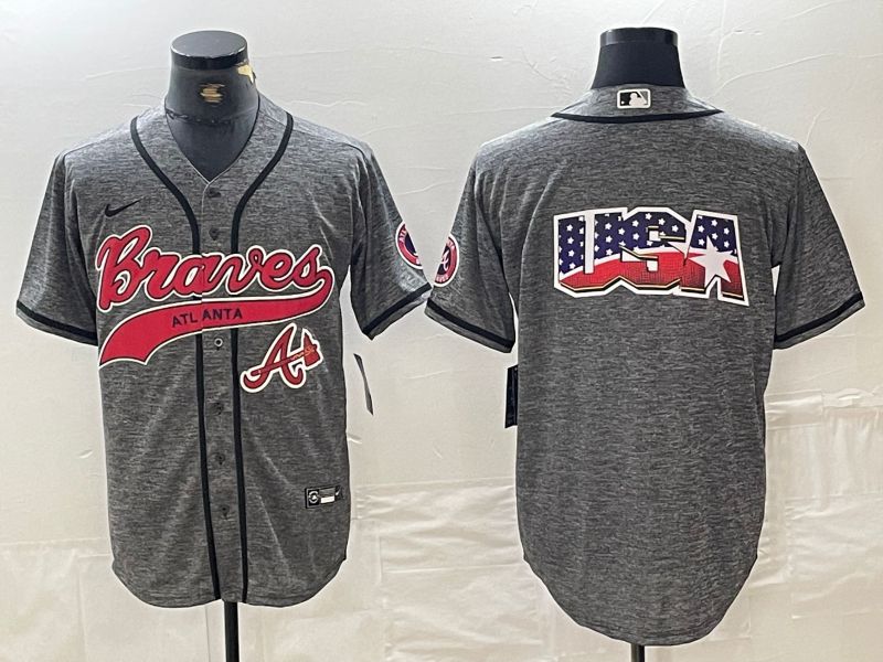 Men Atlanta Braves Blank Grey Jointly 2024 Nike MLB Jersey style 5->new orleans saints->NFL Jersey